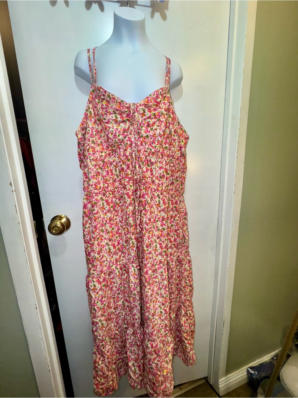Time and Tru Pink Floral Strappy Sundress